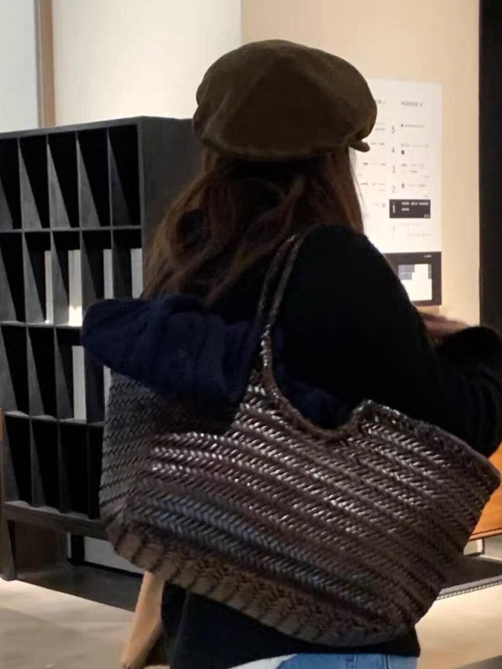 Dragon Diffusion Handwoven Leather Tote Bag Black Large Basket Woven Italy